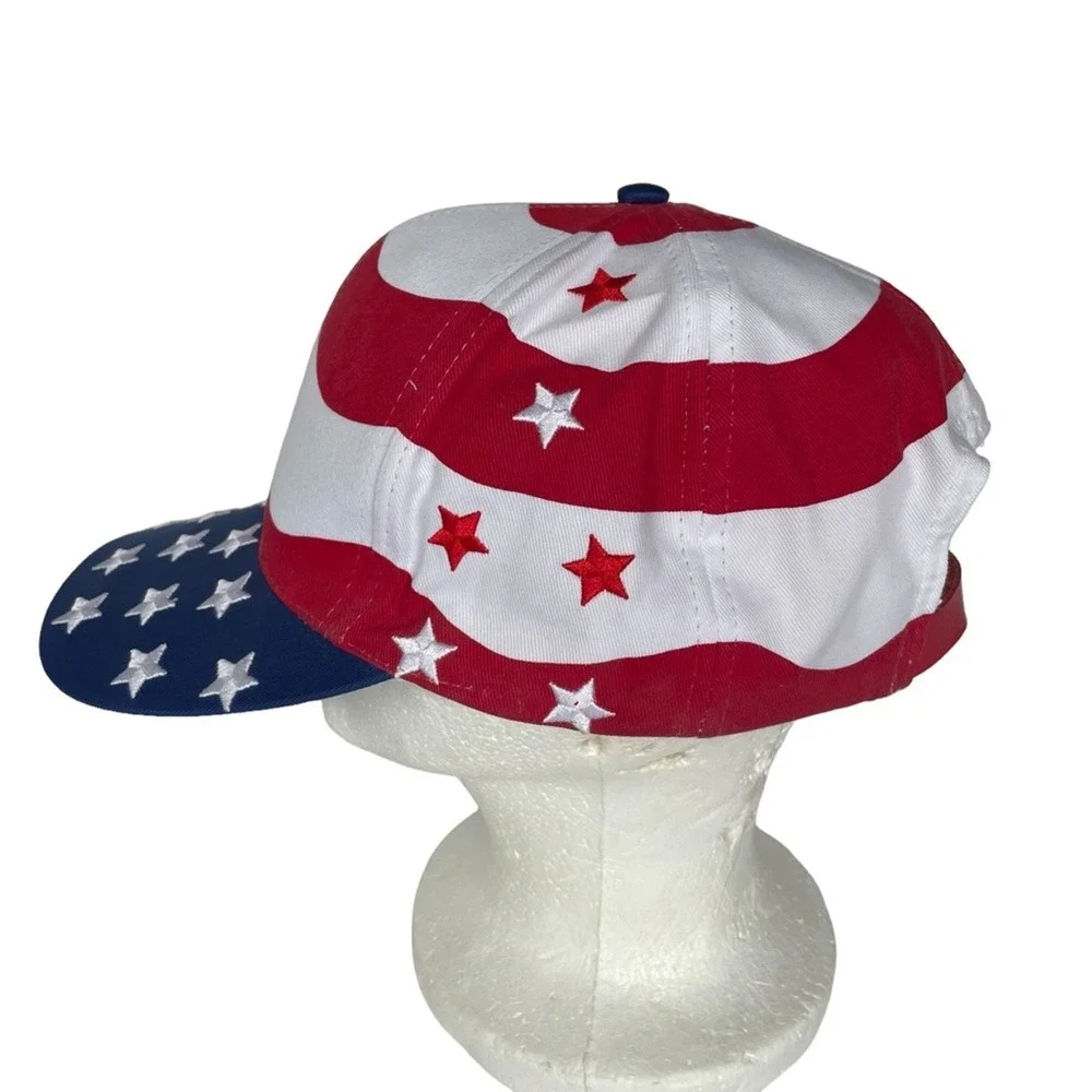 Nissin Cap American Flag Stars Stripes Patriotic Strapback Hat Red White Blue
